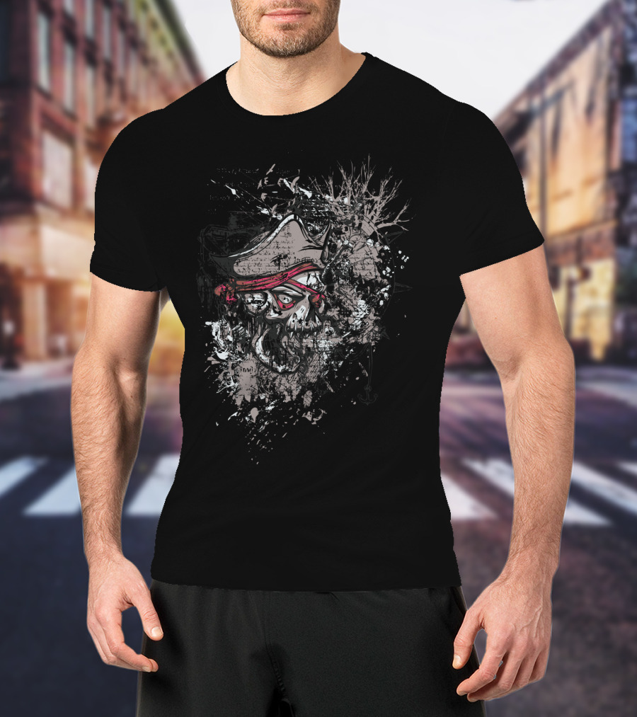 THE Zombie Pirate Skull Splatter T-Shirt