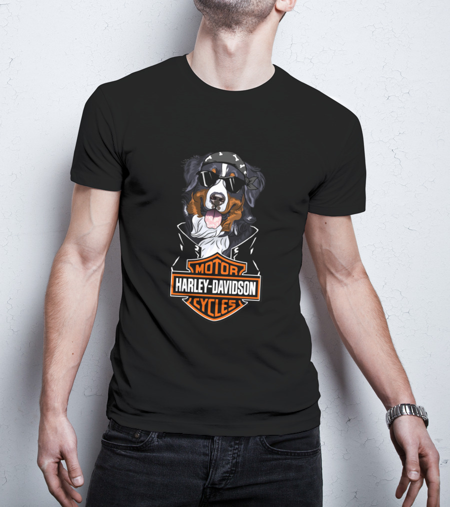 Harley Davidson Bernese Mountain Dog Motorcycle Cycles T-Shirt