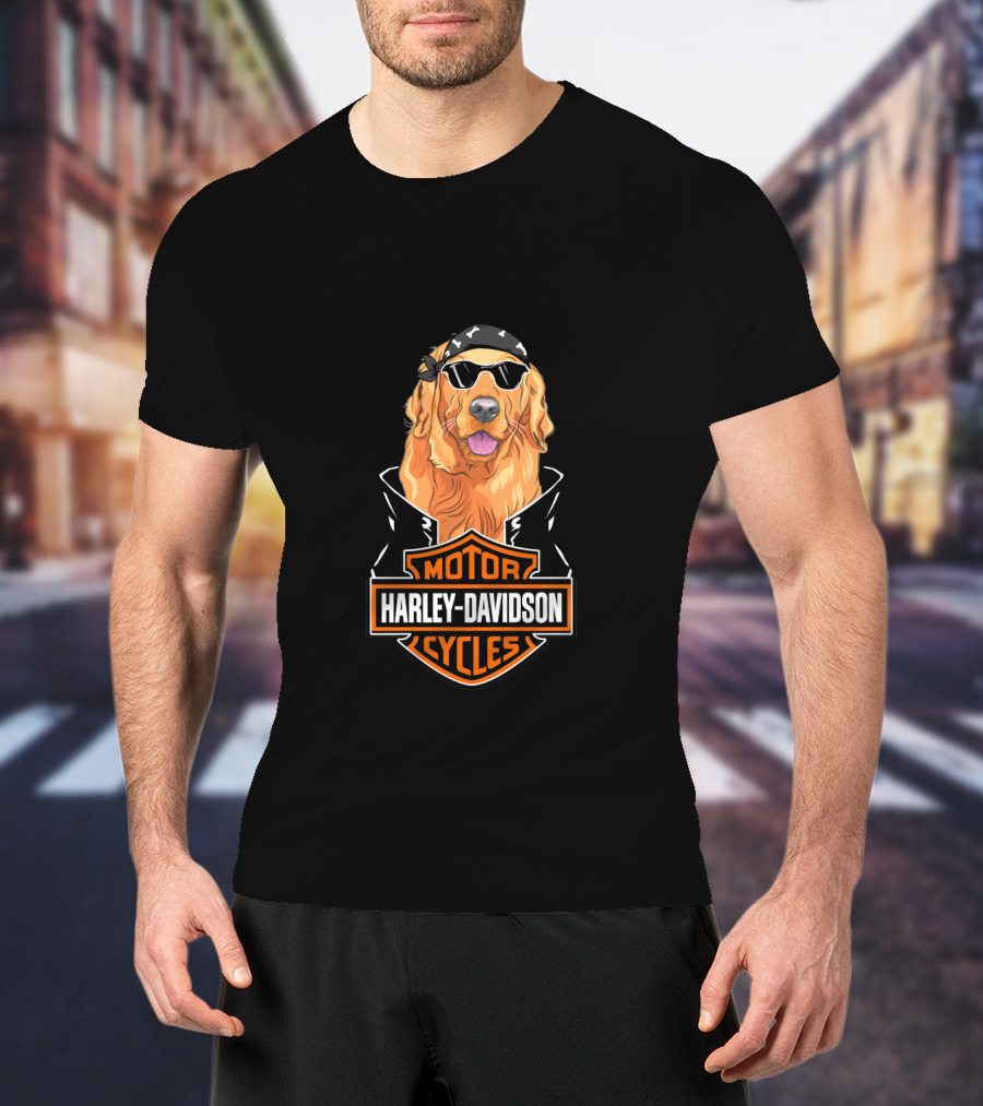 Harley Davidson Motor Cycles Golden Retriever Motorcycle T-Shirt