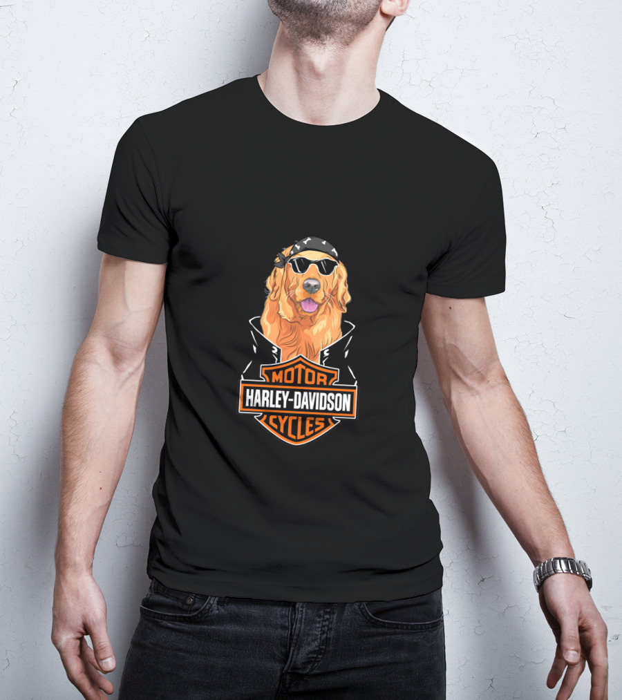 Harley Davidson Motor Cycles Golden Retriever Motorcycle T-Shirt