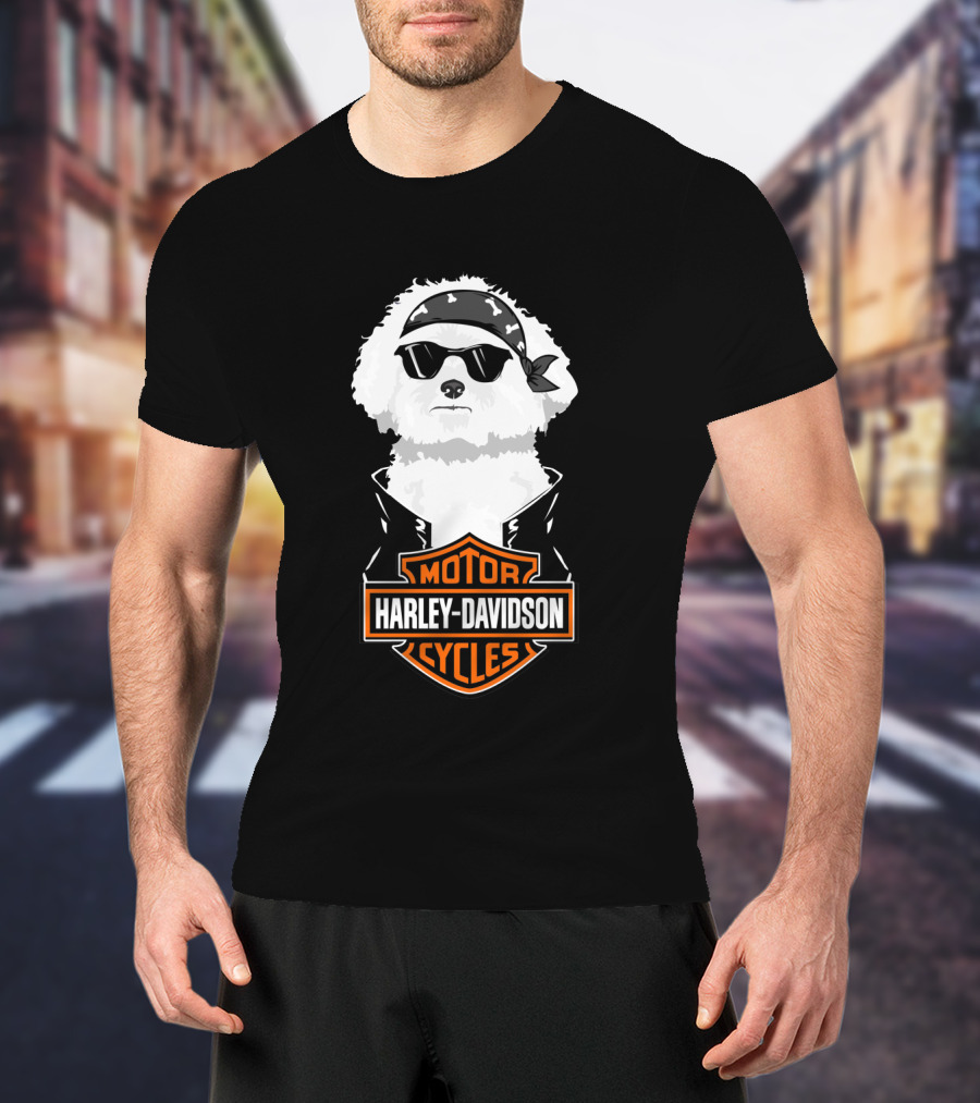 Bichon Frise Harley Davidson Motorcycle Cycles T-Shirt