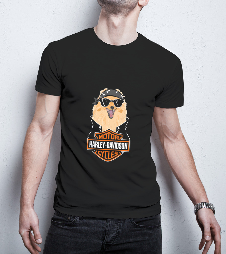 Pomeranians Harley Davidson Motorcycles T-Shirt