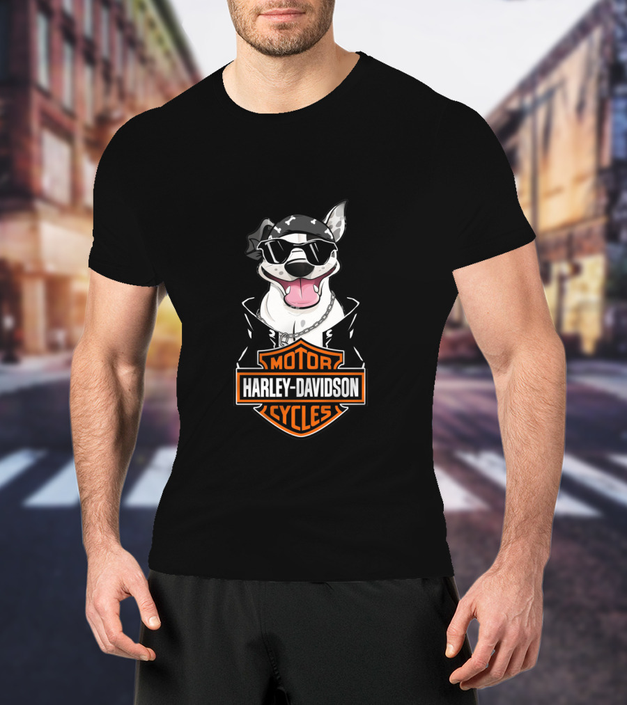 Harley Davidson Motor Cycles Staffordshire Bull Terrier Motorcycle T-Shirt
