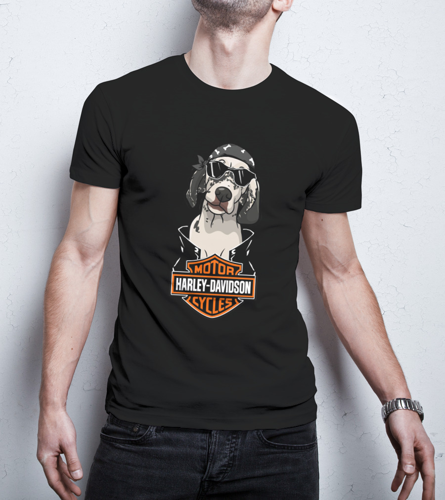 English Setter Harley Davidson Biker Dog T-Shirt