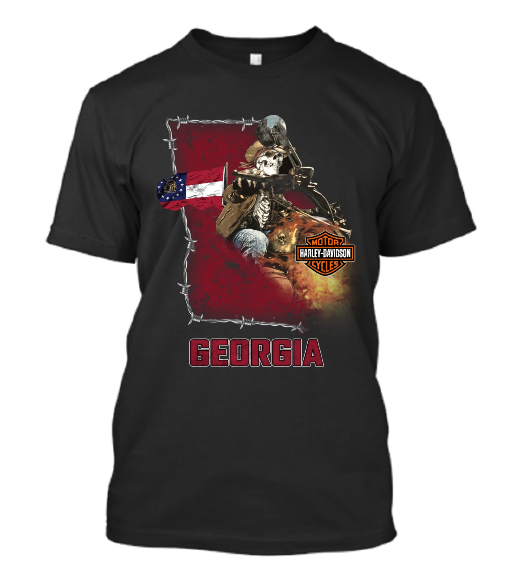 Georgia Harley Davidson Cycles Skeleton Rider T-Shirt