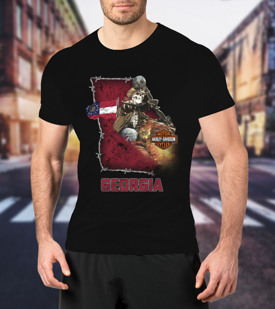 Georgia Harley Davidson Cycles Skeleton Rider T-Shirt