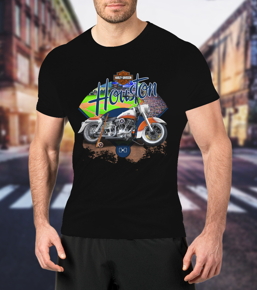 Houston Astros Harley Davidson Motorcycle Baseball Experience T-Shirt