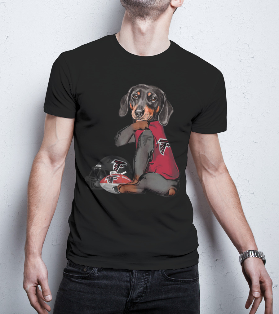 Atlanta Falcons Dachshund With Football Helmet And Ball T-Shirt