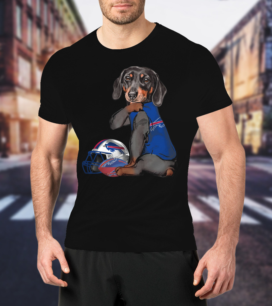 Buffalo Bills Dachshund With Helmet And Jersey T-Shirt