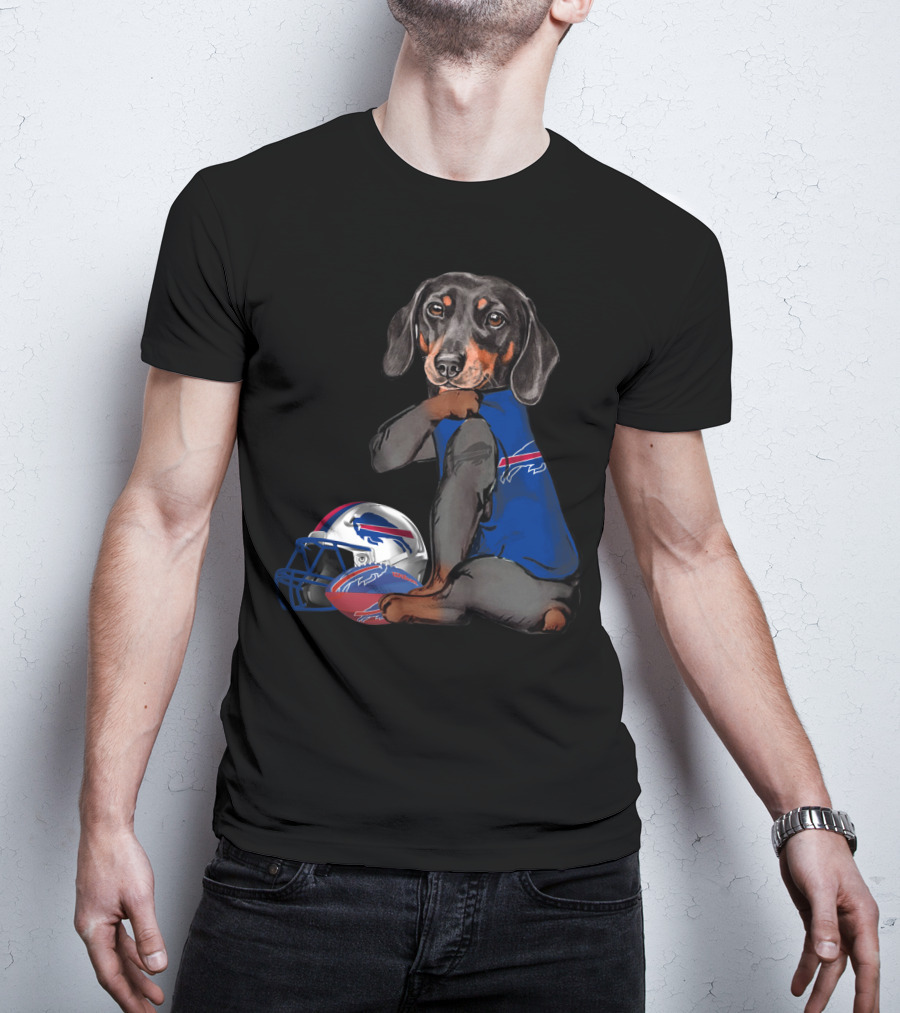 Buffalo Bills Dachshund With Helmet And Jersey T-Shirt