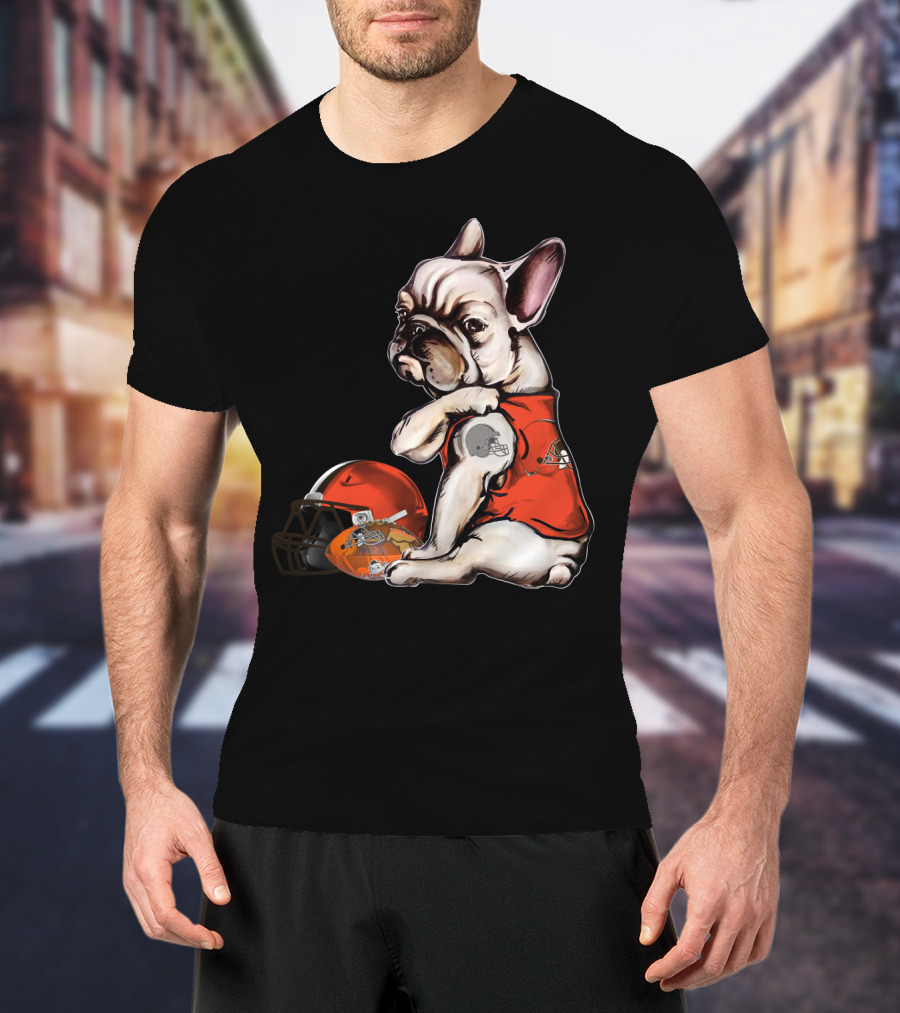 Cleveland Browns Pug Football Helmet And Jersey T-Shirt