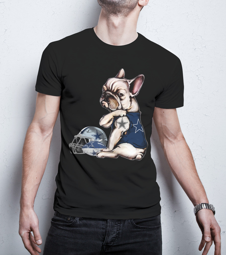 Dallas Cowboys Pug With Star Jersey And Helmet T-Shirt