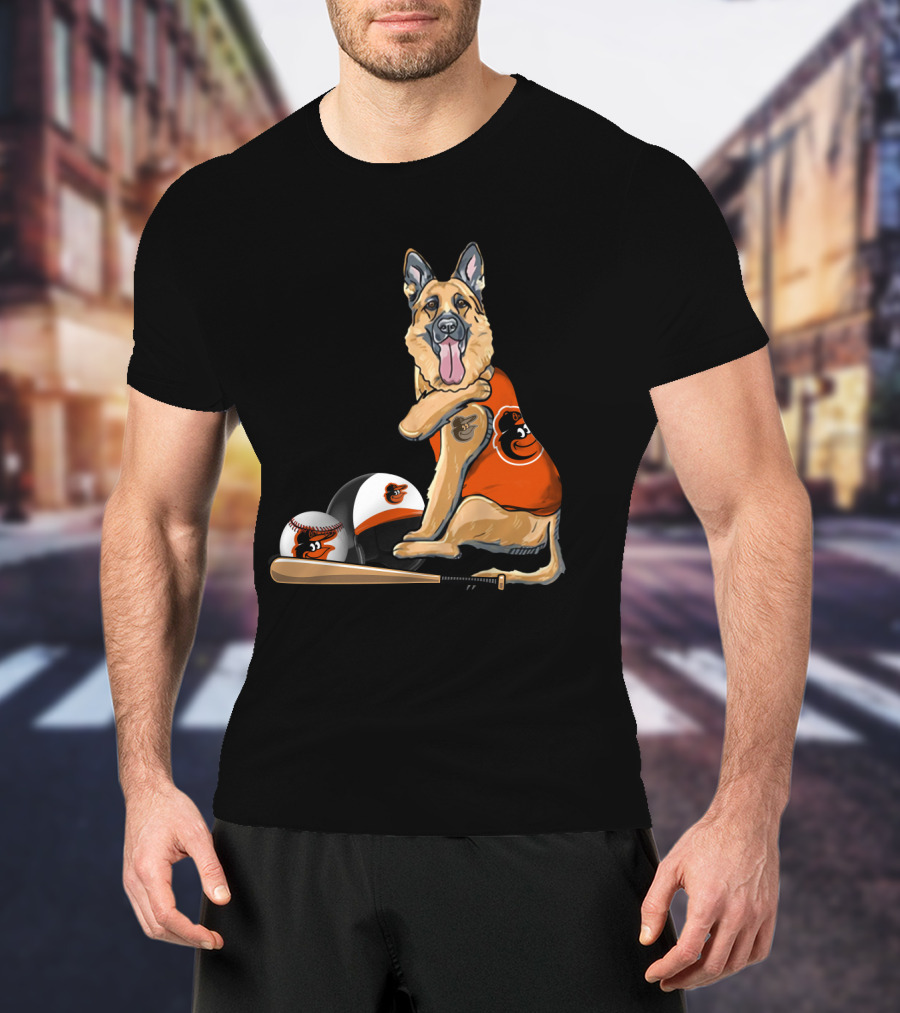 German Shepherds Baltimore Orioles Baseball Dog T-Shirt