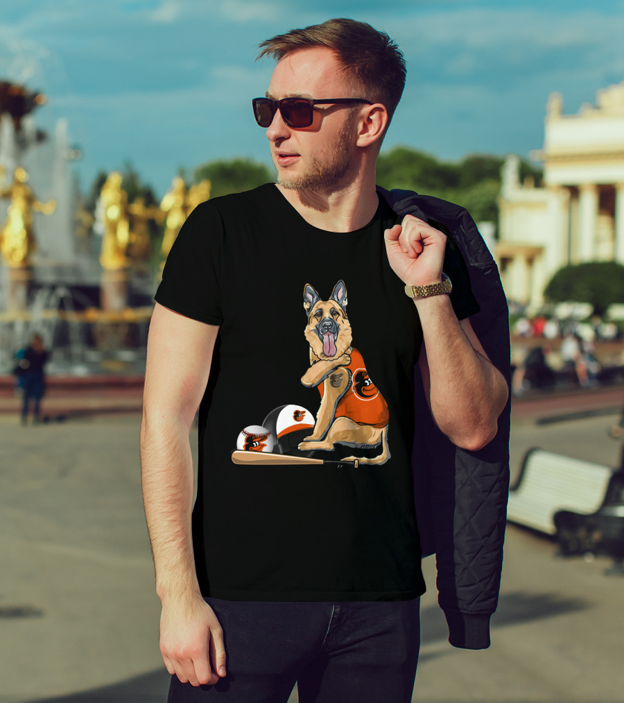 German Shepherds Baltimore Orioles Baseball Dog T-Shirt