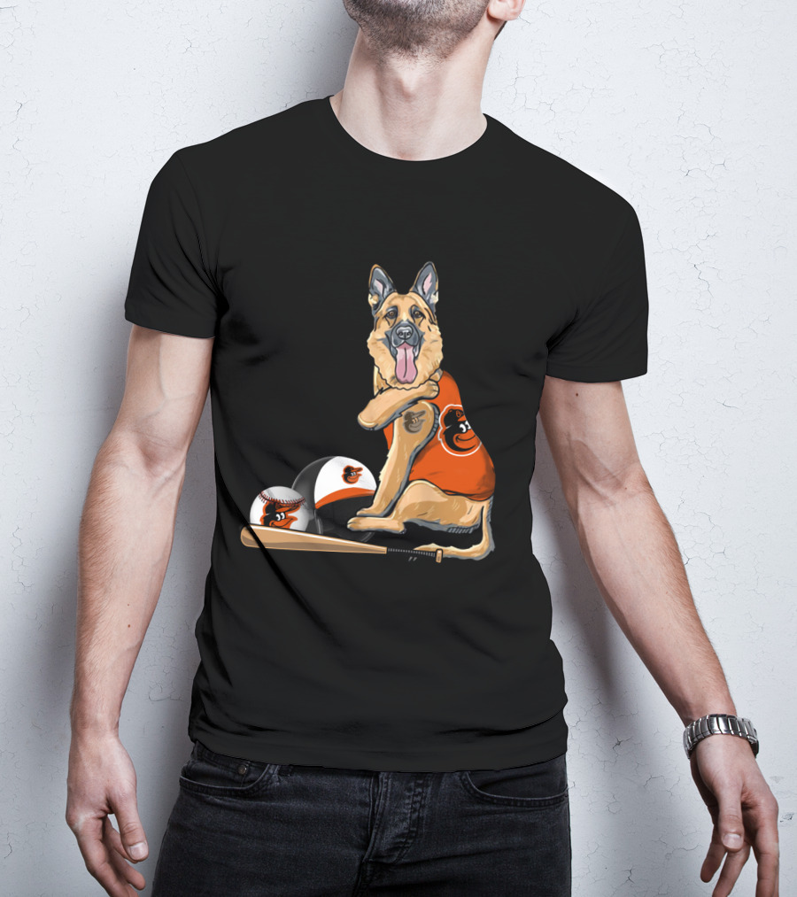 German Shepherds Baltimore Orioles Baseball Dog T-Shirt