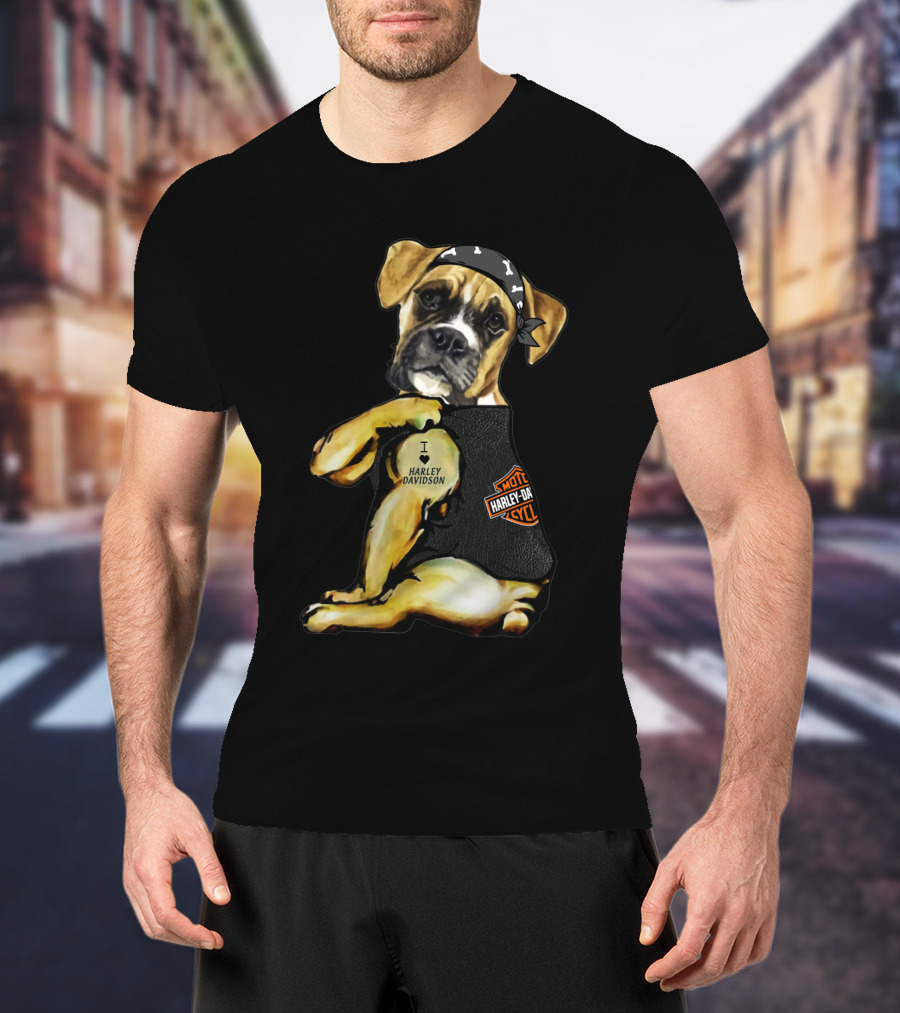 Harley Davidson Boxer Dog Motorcycle Lovers T-Shirt