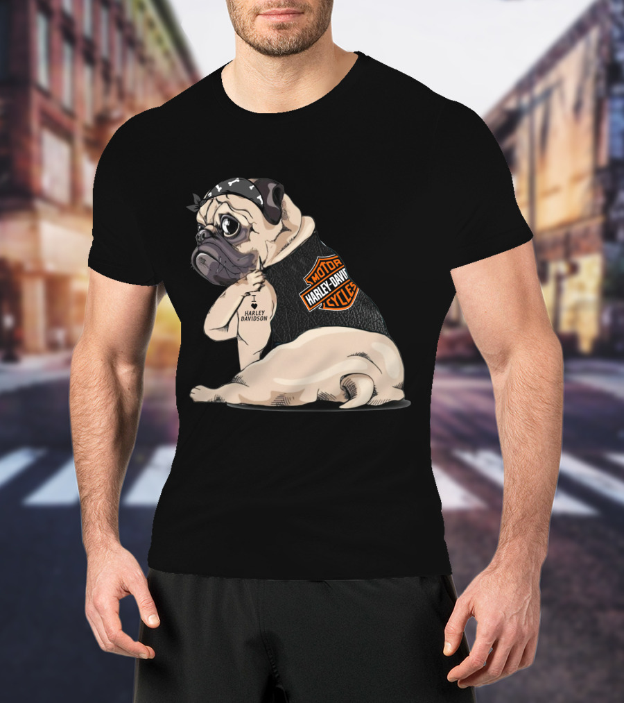 Harley Davidson Pug Motorcycles I Love Harley Davidson T-Shirt