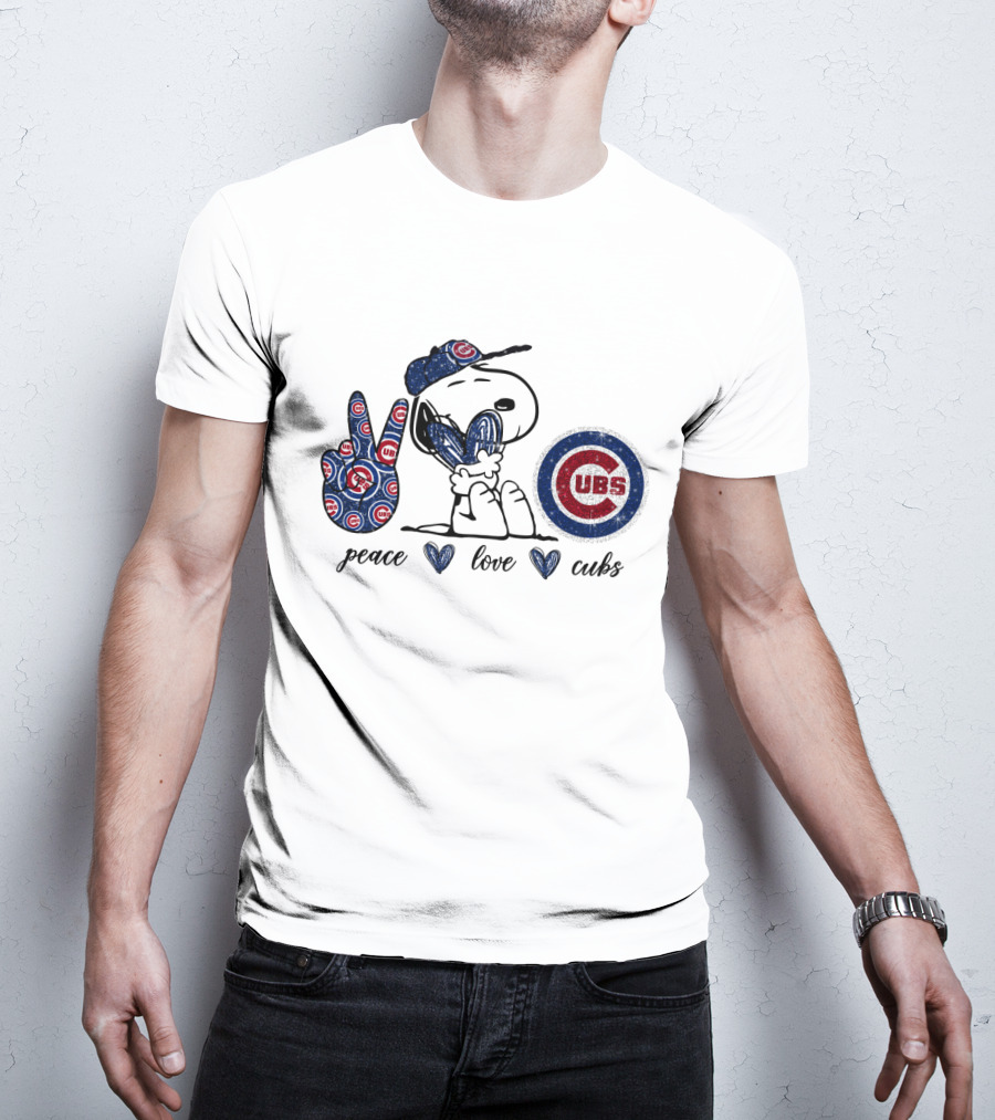 Peace Love Cubs Chicago C Logo Snoopy T-Shirt