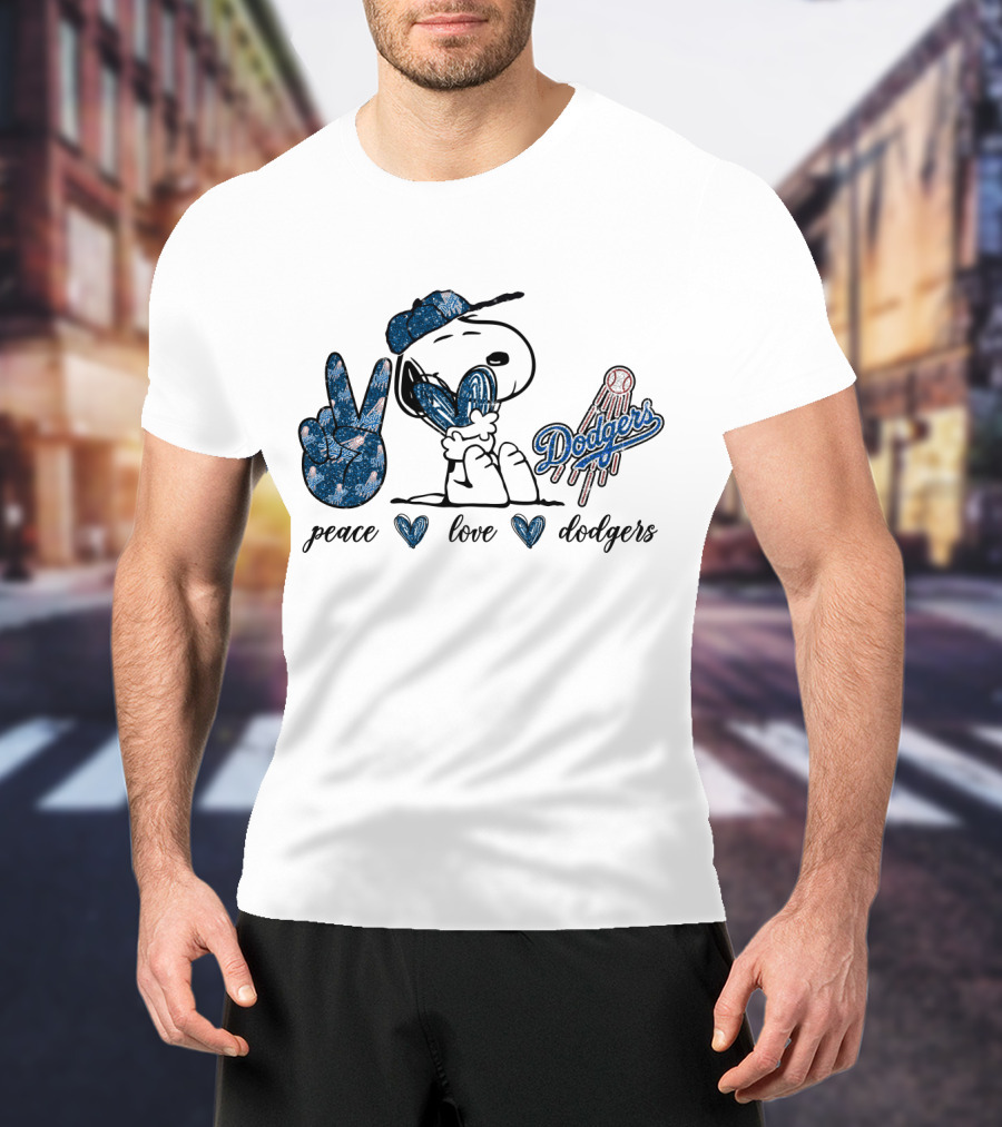 Peace Love Dodgers Snoopy Dodgers T-Shirt