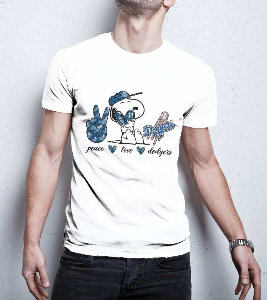 Peace Love Dodgers Snoopy Dodgers T-Shirt