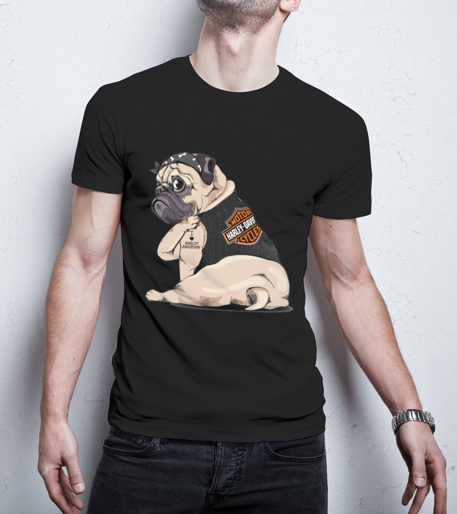 Pug Harley Davidson Motorcycles I Love Harley Davidson T-Shirt
