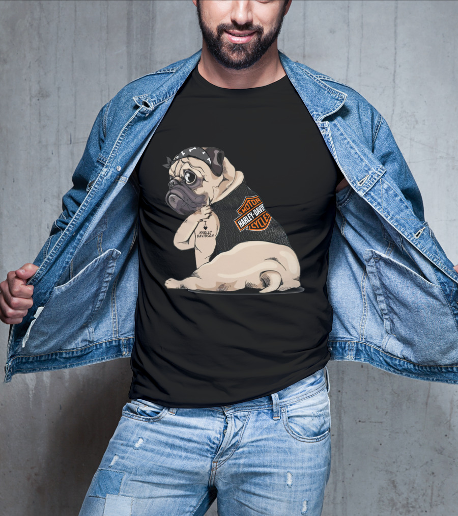 Pug Harley Davidson Motorcycles I Love Harley Davidson T-Shirt