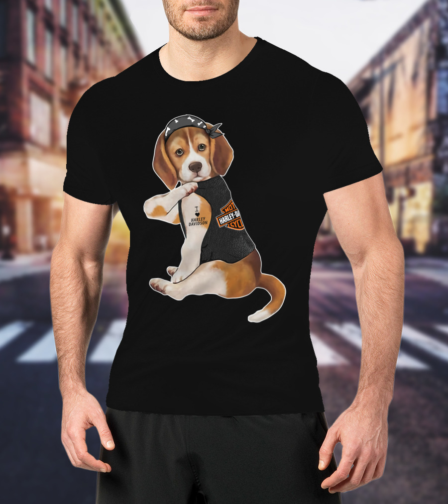Harley Davidson Beagle I Love Harley Davidson T-Shirt