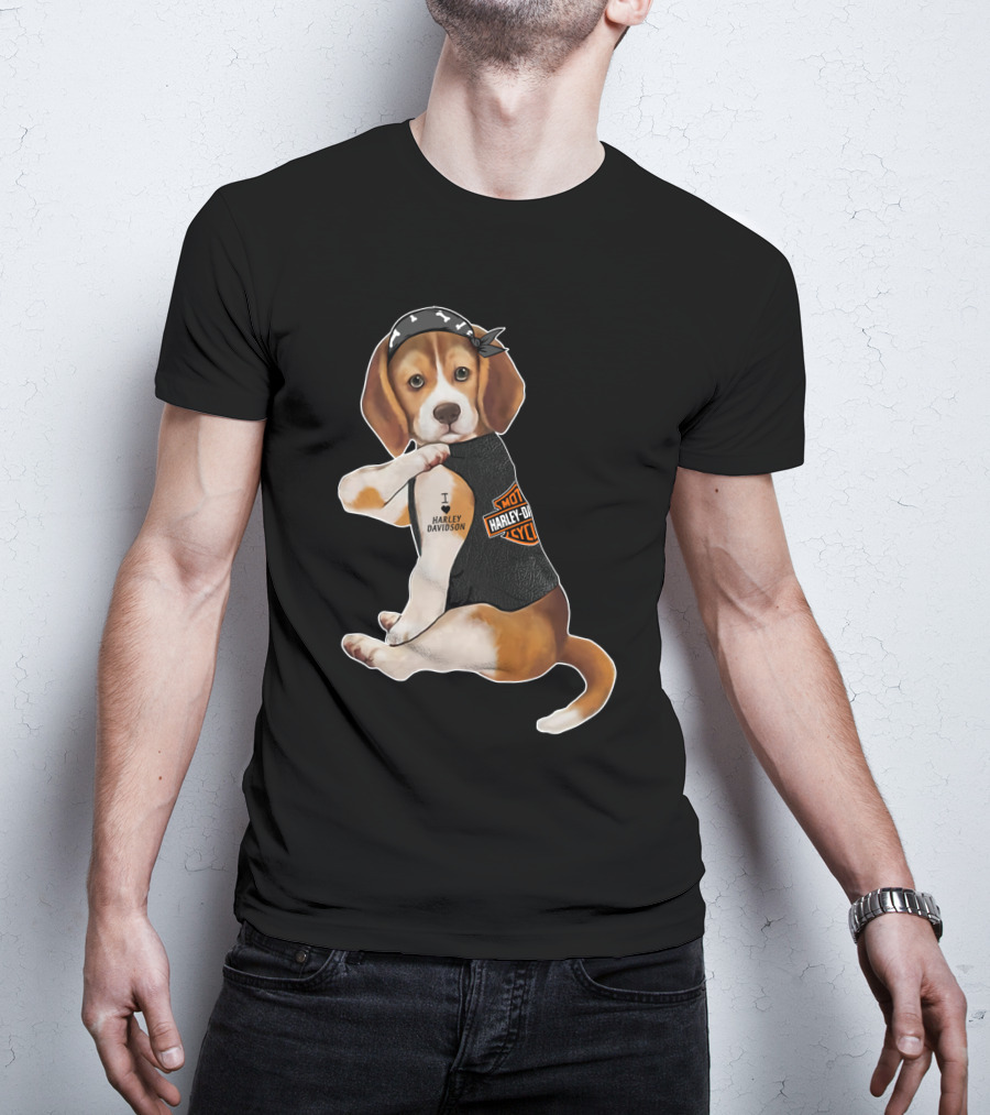 Harley Davidson Beagle I Love Harley Davidson T-Shirt