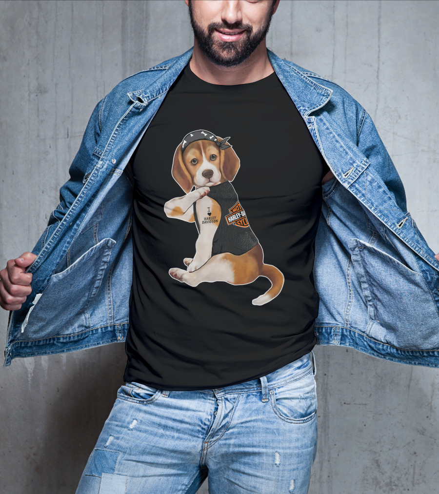 Harley Davidson Beagle I Love Harley Davidson T-Shirt