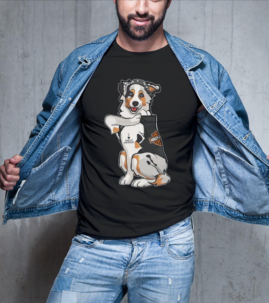 Australian Shepherd I Harley Davidson Motorcycle Fan T-Shirt