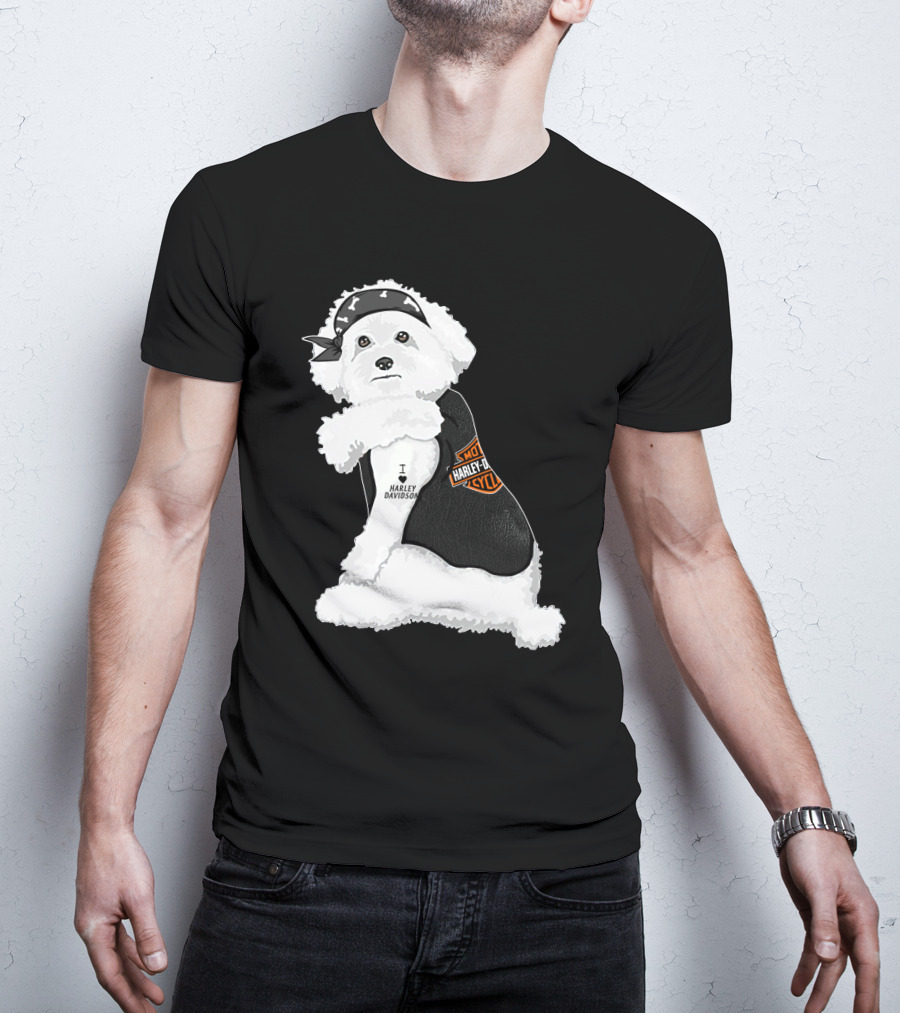 I Love Harley Davidson Bichon Frisé Hd T-Shirt