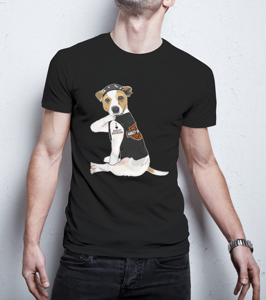Harley Davidson Jack Russell Terrier Motorcycle Style T-Shirt