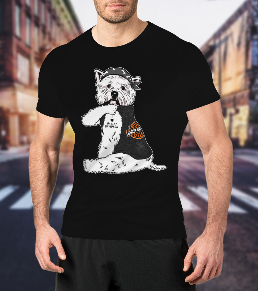 West Highland White Terrier Harley Davidson Motocycle Bandana T-Shirt