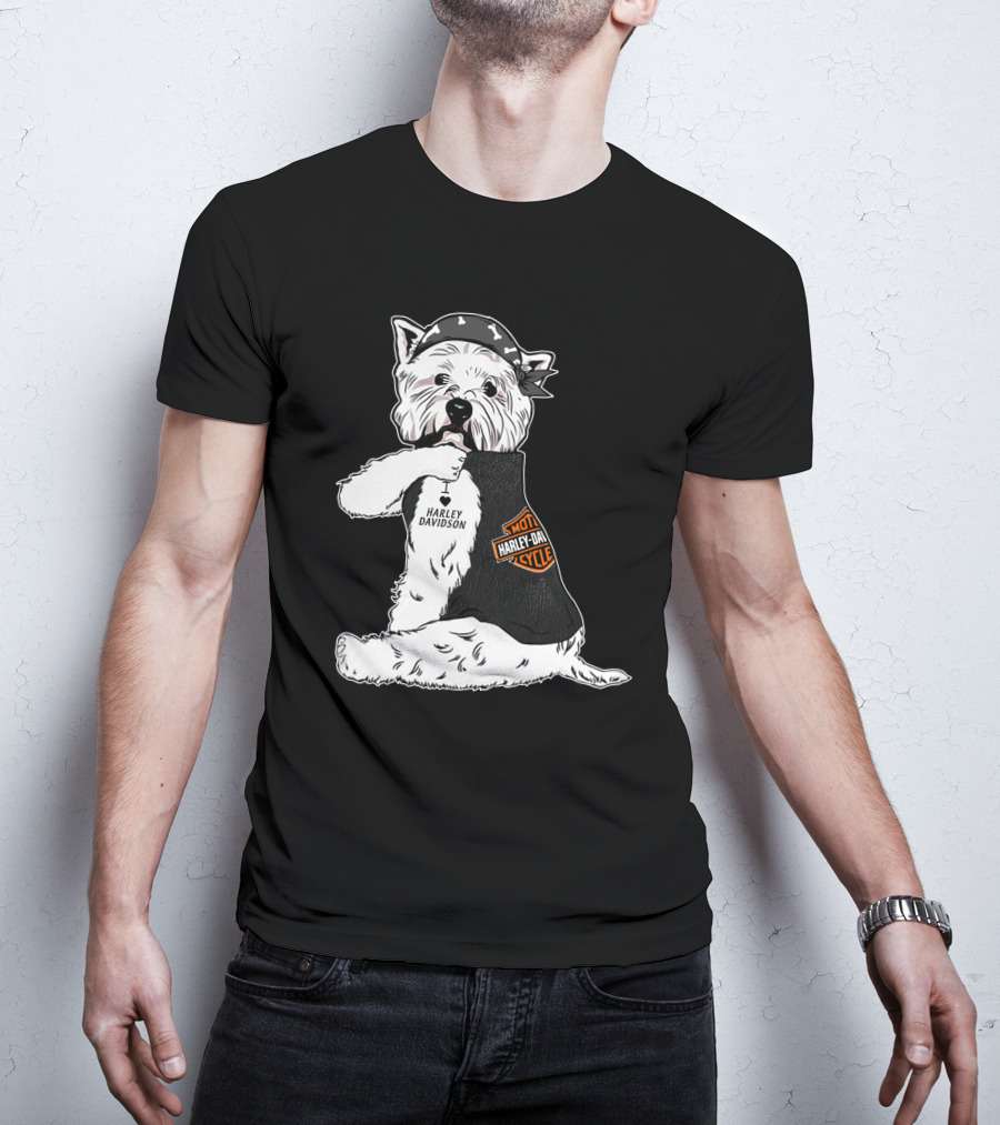 West Highland White Terrier Harley Davidson Motocycle Bandana T-Shirt