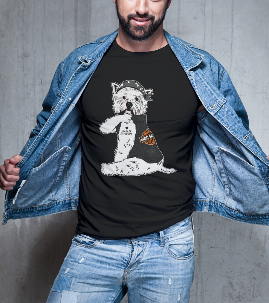 West Highland White Terrier Harley Davidson Motocycle Bandana T-Shirt