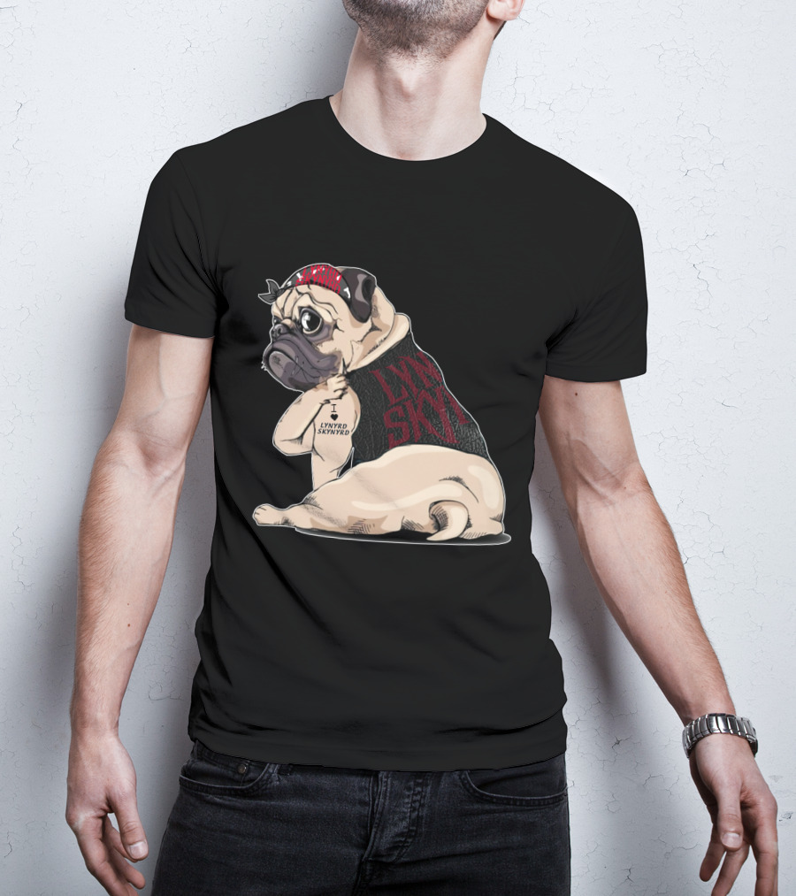 Lynyrd Skynyrd Pug Tattoo With Bandana And Vest T-Shirt