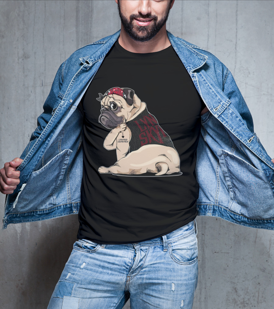 Lynyrd Skynyrd Pug Tattoo With Bandana And Vest T-Shirt
