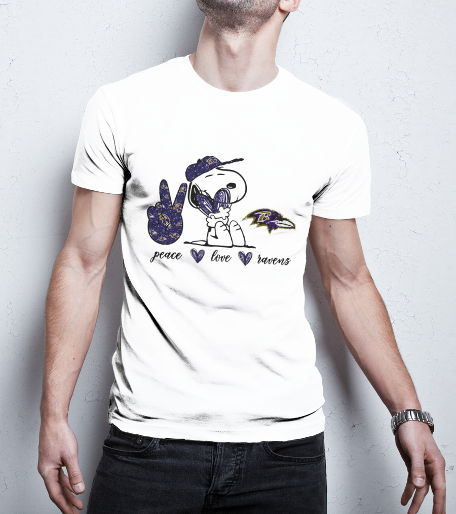 Peace Love Baltimore Ravens Snoopy Ravens T-Shirt