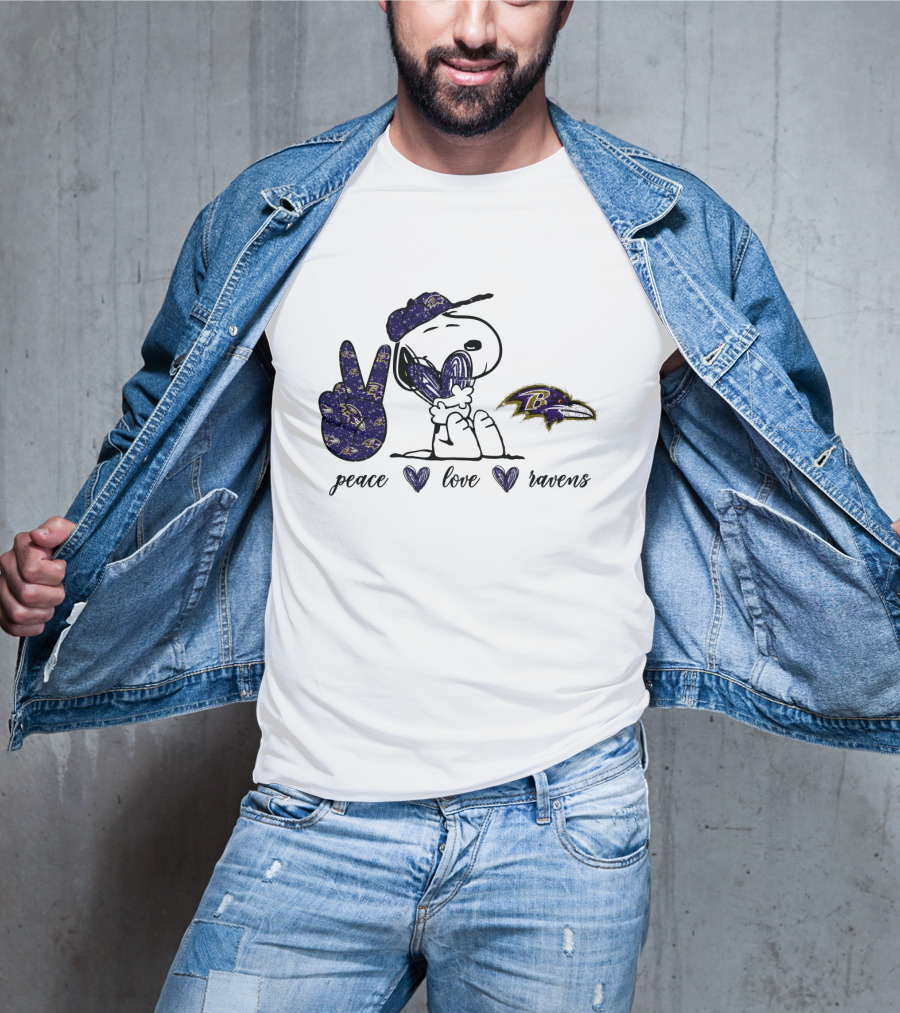 Peace Love Baltimore Ravens Snoopy Ravens T-Shirt