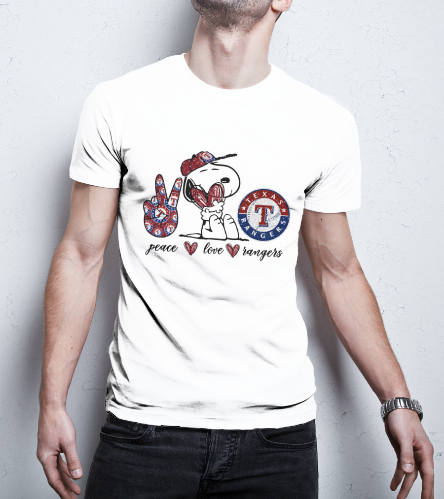 Peace Love Snoopy Texas Rangers T-Shirt