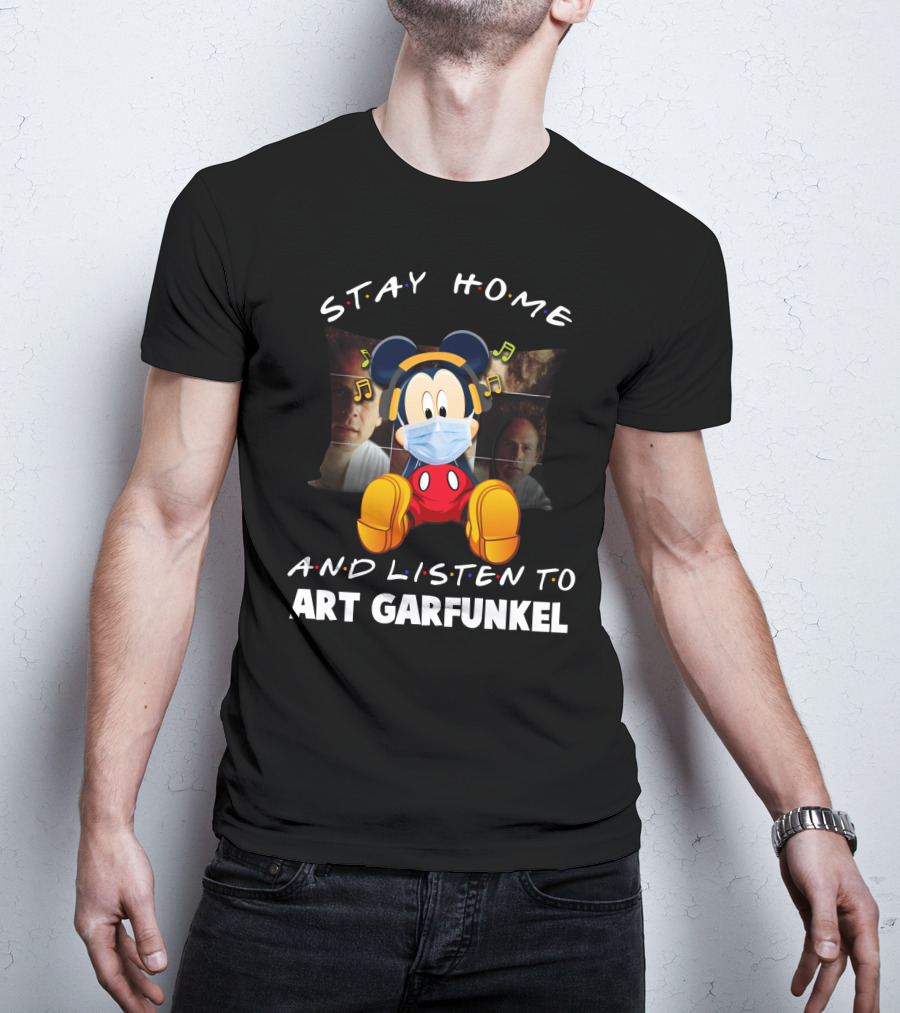 Stay Home And Listen To Art Garfunkel Mickey Mouse Mask Headphones T-Shirt