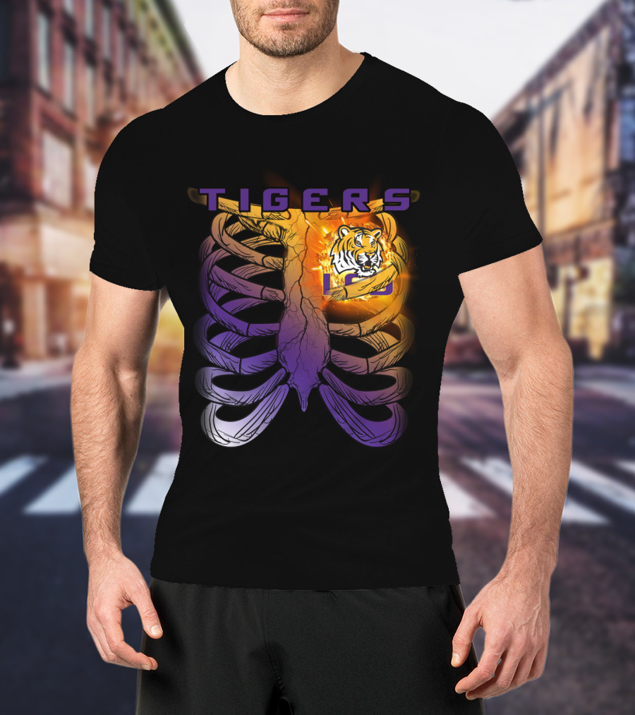 Tigers Ribcage Heart LSU Tigers T-Shirt