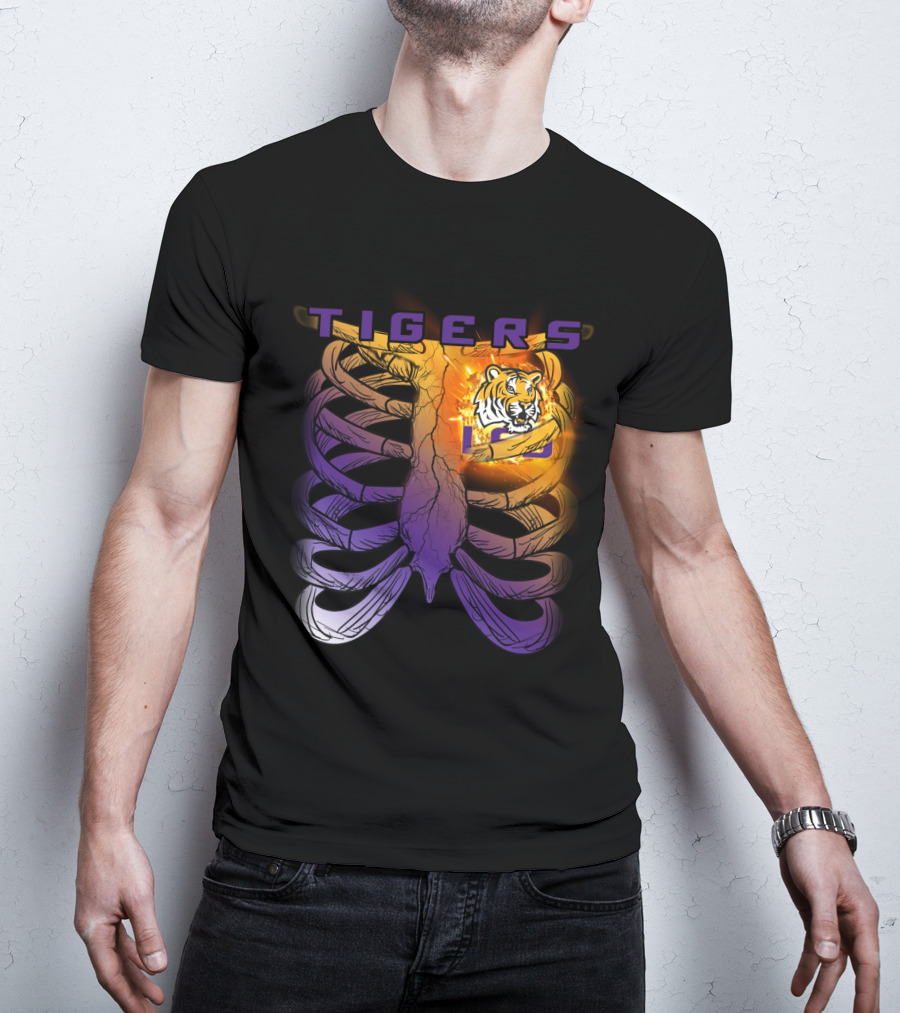 Tigers Ribcage Heart LSU Tigers T-Shirt