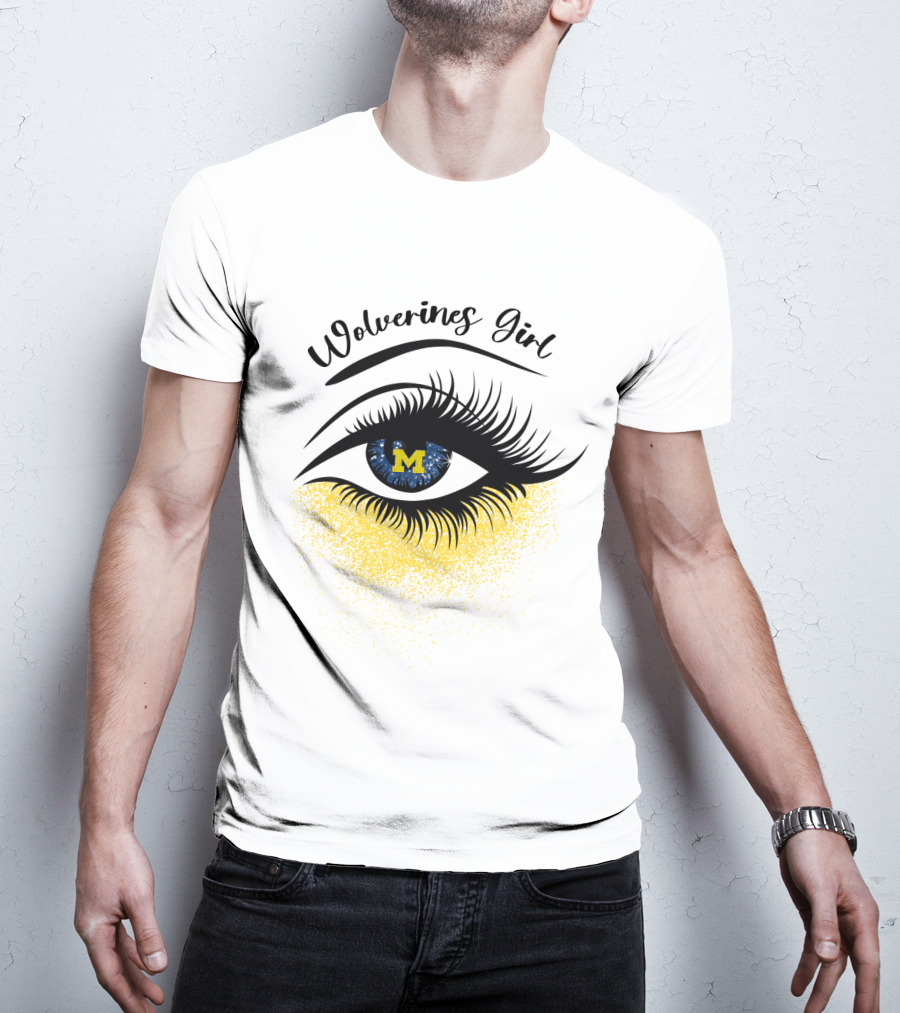 Wolverines Girl Michigan Eye With M Logo And Eyelashes T-Shirt