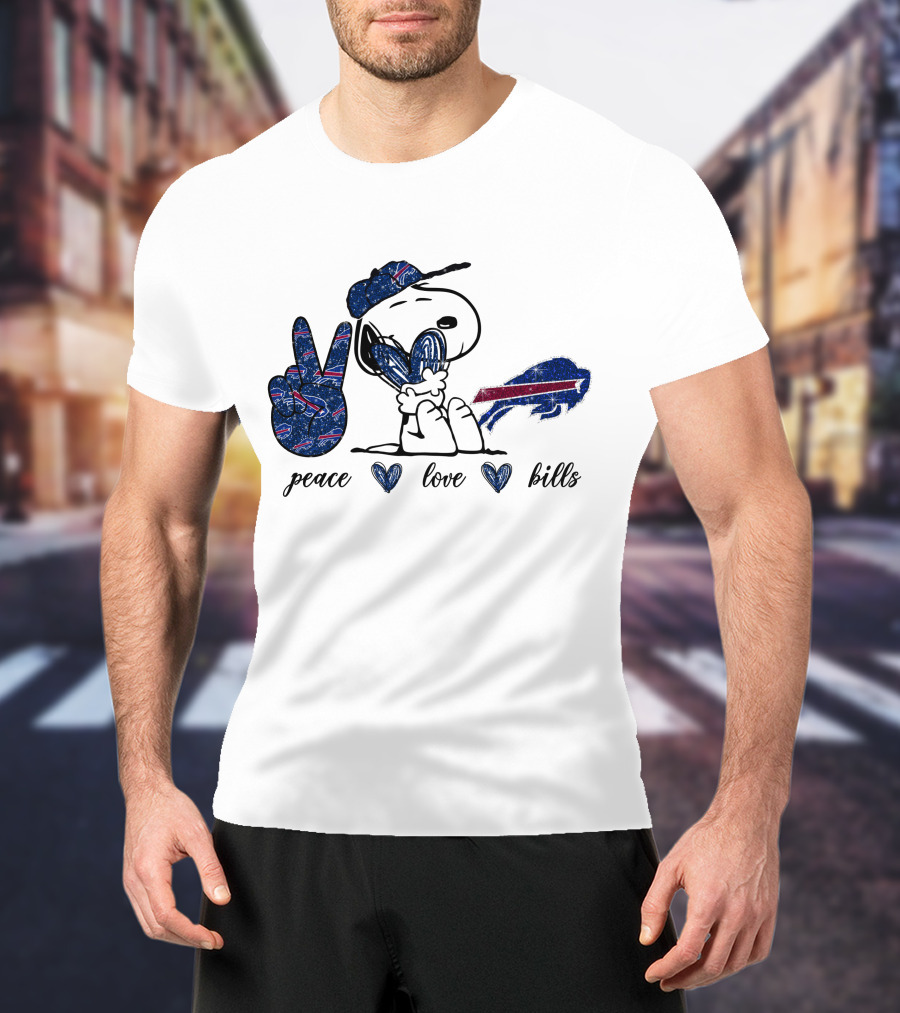 Peace Love Bills Snoopy Buffalo Bills T-Shirt