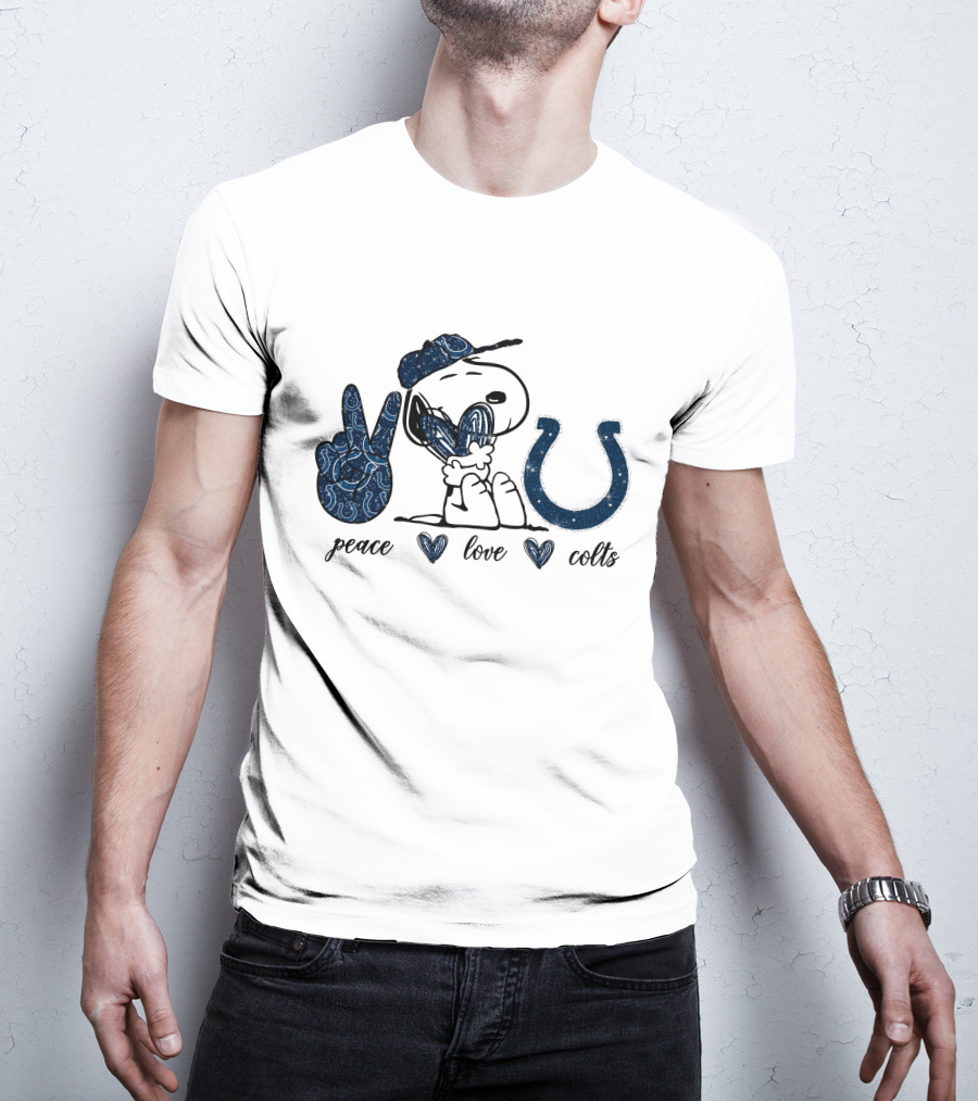 Peace Love Colts Snoopy Indianapolis T-Shirt