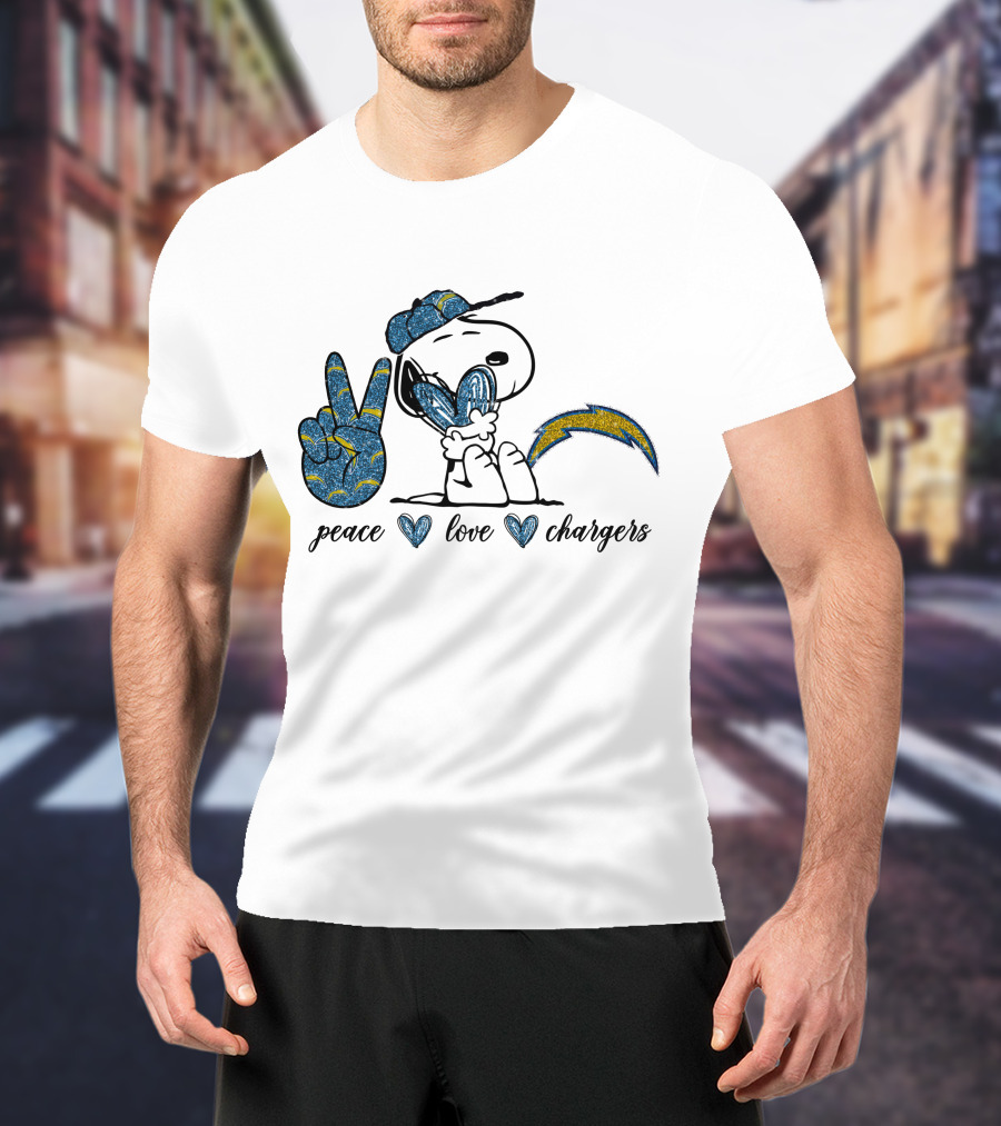 Peace Love Chargers Snoopy Football Fan T-Shirt