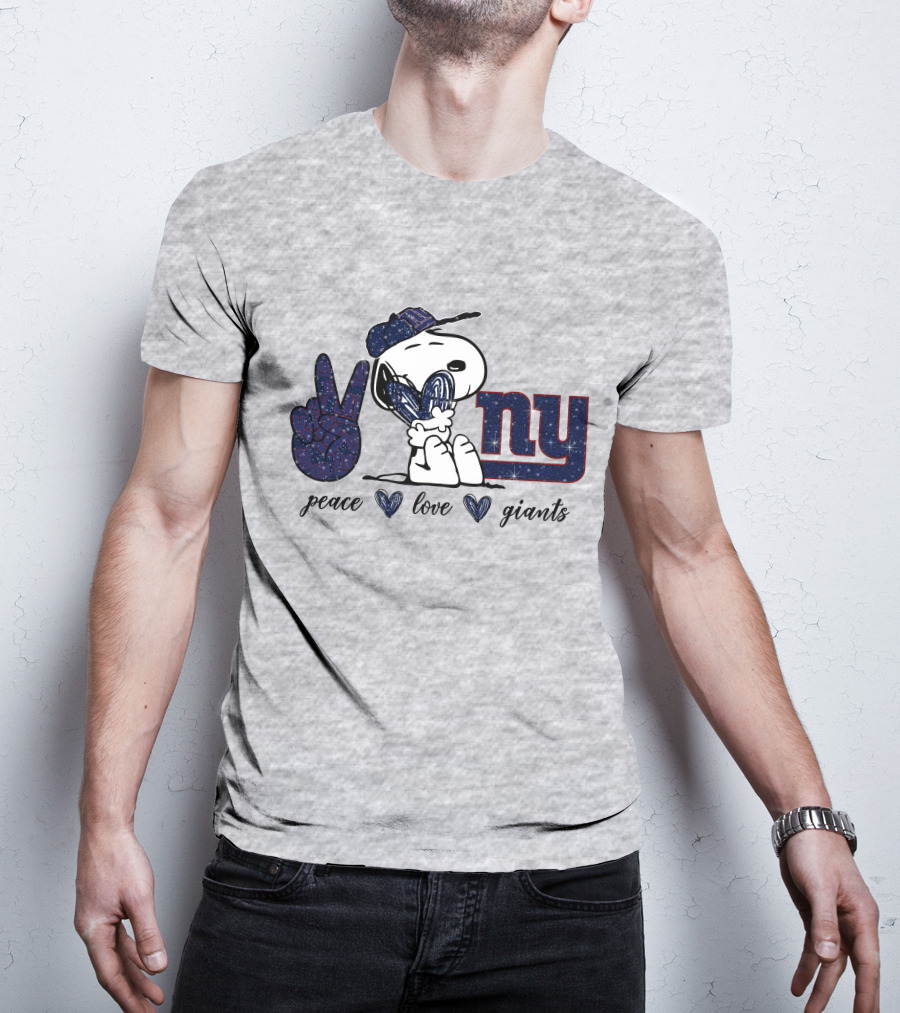 Peace Love NY Giants Snoopy Football Vintage Vibes T-Shirt