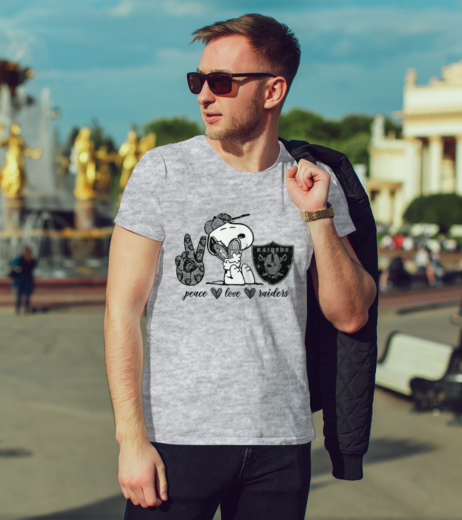 Peace Love Raiders Snoopy NFL Team T-Shirt