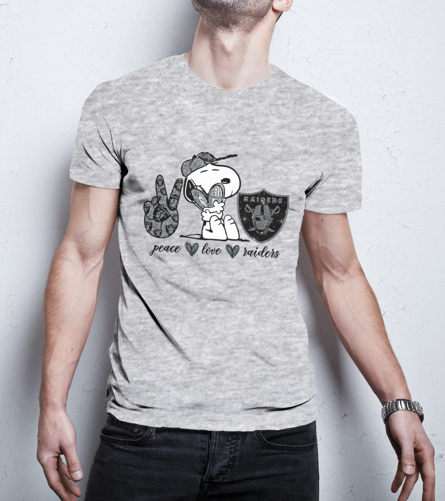 Peace Love Raiders Snoopy NFL Team T-Shirt